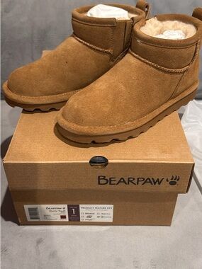 BearPaw Kids Chestnut Suede Shearling-Lined Boots